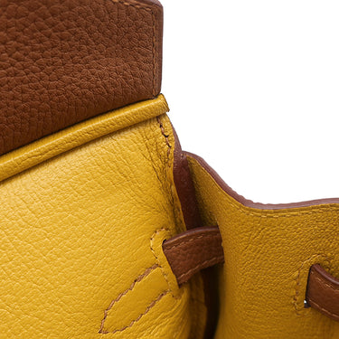 エルメス HERMES バーキン25 オフィサー ゴールド×ジョーヌアンブレ トゴ ヴォースイフト ハンドバッグ シルバー金具