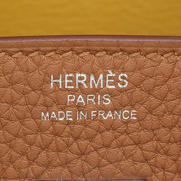 エルメス HERMES バーキン25 オフィサー ゴールド×ジョーヌアンブレ トゴ ヴォースイフト ハンドバッグ シルバー金具