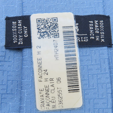 エルメス HERMES ファソネ H 7cm ブルーシエル シルク ネクタイ 水色 H織り ジャガード