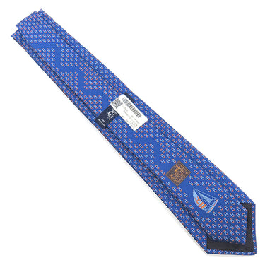 エルメス HERMES オセアンH 7cm マリン×シエル×オレンジ シルク ネクタイ 青 オレンジ 総柄 OCEAN H Hロゴ