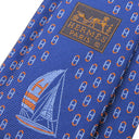 エルメス HERMES オセアンH 7cm マリン×シエル×オレンジ シルク ネクタイ 青 オレンジ 総柄 OCEAN H Hロゴ