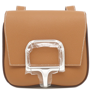 エルメス HERMES デッラ カヴァッレリア ミニ ゴールド ヴォーエプソン ショルダーバッグ シルバー金具 茶