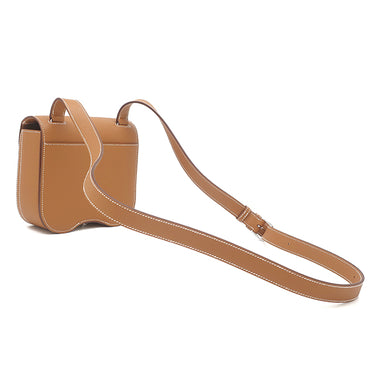 エルメス HERMES デッラ カヴァッレリア ミニ ゴールド ヴォーエプソン ショルダーバッグ シルバー金具 茶