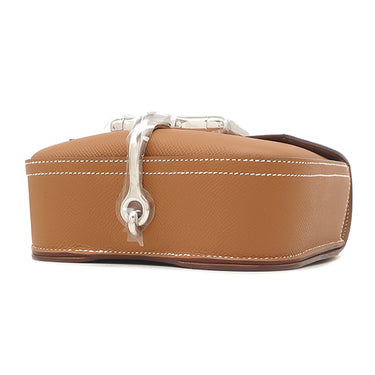エルメス HERMES デッラ カヴァッレリア ミニ ゴールド ヴォーエプソン ショルダーバッグ シルバー金具 茶