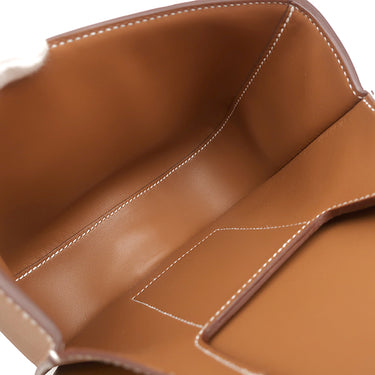 エルメス HERMES デッラ カヴァッレリア ミニ ゴールド ヴォーエプソン ショルダーバッグ シルバー金具 茶