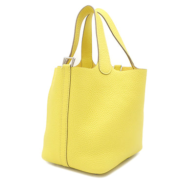 エルメス HERMES ピコタンロック PM ライム トリヨンクレマンス ハンドバッグ シルバー金具 黄色 鍵・カデナ欠品