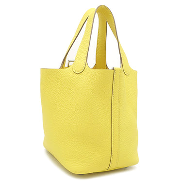 エルメス HERMES ピコタンロック PM ライム トリヨンクレマンス ハンドバッグ シルバー金具 黄色 鍵・カデナ欠品