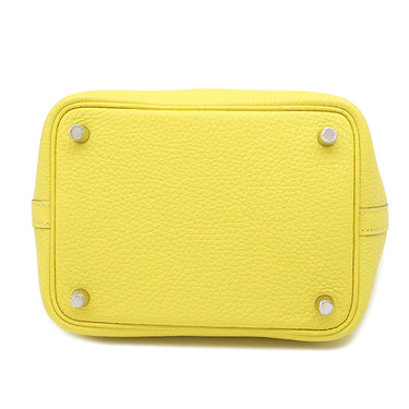 エルメス HERMES ピコタンロック PM ライム トリヨンクレマンス ハンドバッグ シルバー金具 黄色 鍵・カデナ欠品