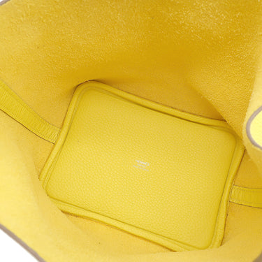 エルメス HERMES ピコタンロック PM ライム トリヨンクレマンス ハンドバッグ シルバー金具 黄色 鍵・カデナ欠品