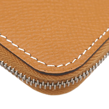 エルメス HERMES アザップロング シルクイン トフィ ヴォーエプソン 長財布 シルバー金具 茶 ラウンドファスナー