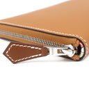 エルメス HERMES アザップロング シルクイン トフィ ヴォーエプソン 長財布 シルバー金具 茶 ラウンドファスナー