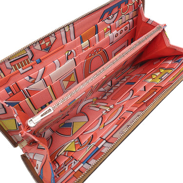 エルメス HERMES アザップロング シルクイン トフィ ヴォーエプソン 長財布 シルバー金具 茶 ラウンドファスナー