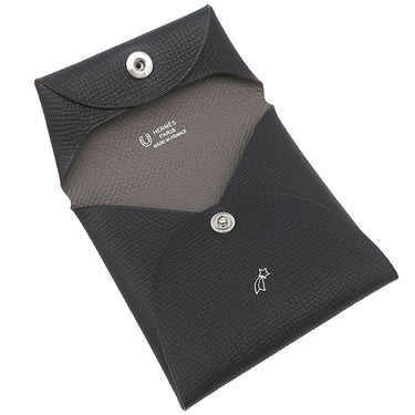 エルメス HERMES バスティア ヴェルソ ブラック×グリメイヤー ヴォーエプソン コインケース シルバー金具 【PO品】 黒 グレー バイカラー