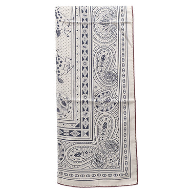 エルメス HERMES カレ140 カレジェアン ナチュラル×マリン×ブラウン カシミヤ シルク ストール 【Cheval de Coeur Bandana /シュヴァル ドゥ クール バンダナ】 2025AW