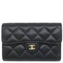シャネル CHANEL マトラッセ クラシック ミディアム フラップ ウォレット AP0232 ブラック レザー キャビアスキン 三つ折り財布 ゴールド金具 黒 ミニ財布