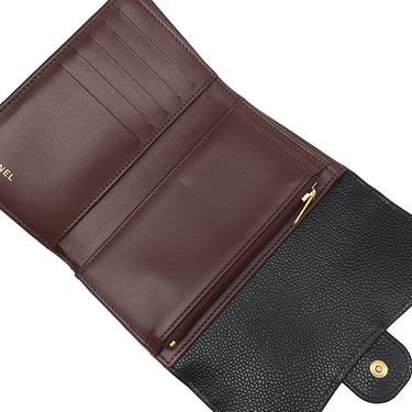 シャネル CHANEL マトラッセ クラシック ミディアム フラップ ウォレット AP0232 ブラック レザー キャビアスキン 三つ折り財布 ゴールド金具 黒 ミニ財布