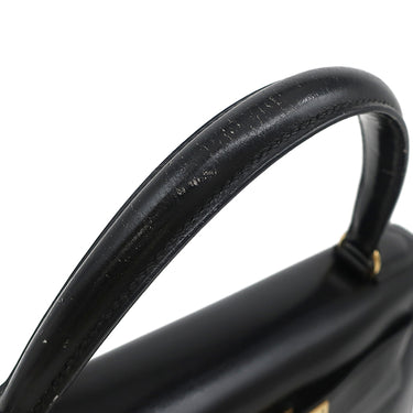 エルメス HERMES ケリー28 外縫い ブラック ボックスカーフ ハンドバッグ ゴールド金具 黒 ショルダーストラップ欠品