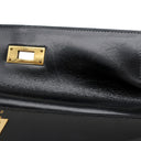 エルメス HERMES ケリー28 外縫い ブラック ボックスカーフ ハンドバッグ ゴールド金具 黒 ショルダーストラップ欠品