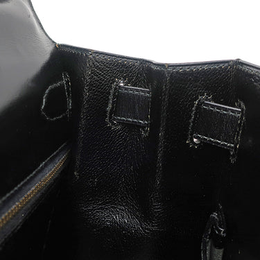 エルメス HERMES ケリー28 外縫い ブラック ボックスカーフ ハンドバッグ ゴールド金具 黒 ショルダーストラップ欠品