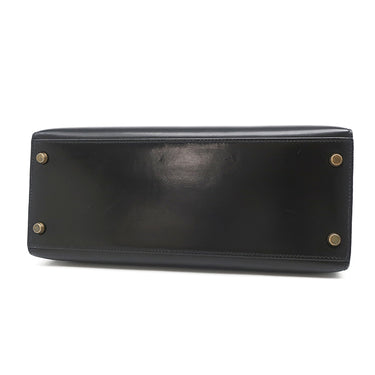 エルメス HERMES ケリー28 外縫い ブラック ボックスカーフ ハンドバッグ ゴールド金具 黒 ショルダーストラップ欠品