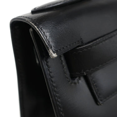 エルメス HERMES ケリー28 外縫い ブラック ボックスカーフ ハンドバッグ ゴールド金具 黒 ショルダーストラップ欠品