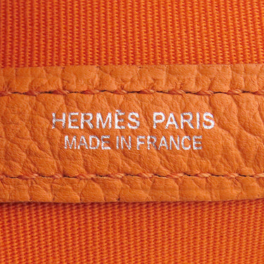 エルメス HERMES ガーデンパーティーTPM 30 フーオレンジ トワルオフィシエ ヴァッシュカントリー ハンドバッグ シルバー金具 オレンジ