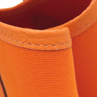 エルメス HERMES ガーデンパーティーTPM 30 フーオレンジ トワルオフィシエ ヴァッシュカントリー ハンドバッグ シルバー金具 オレンジ