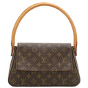 ルイヴィトン LOUIS VUITTON ミニ ルーピング M51147 モノグラム モノグラムキャンバス ハンドバッグ ゴールド金具 茶 ワンショルダーバッグ