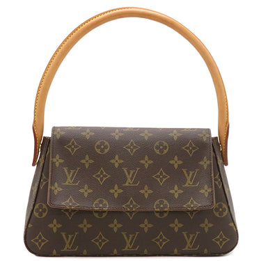 ルイヴィトン LOUIS VUITTON ミニ ルーピング M51147 モノグラム モノグラムキャンバス ハンドバッグ ゴールド金具 茶 ワンショルダーバッグ
