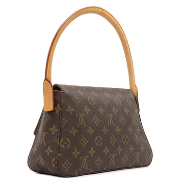 ルイヴィトン LOUIS VUITTON ミニ ルーピング M51147 モノグラム モノグラムキャンバス ハンドバッグ ゴールド金具 茶 ワンショルダーバッグ