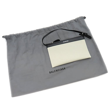 バレンシアガ BALENCIAGA ネイビーカバス S 339933 ナチュラル×ブラック キャンバス レザー トートバッグ シルバー金具 アイボリー 黒