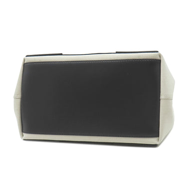 バレンシアガ BALENCIAGA ネイビーカバス S 339933 ナチュラル×ブラック キャンバス レザー トートバッグ シルバー金具 アイボリー 黒