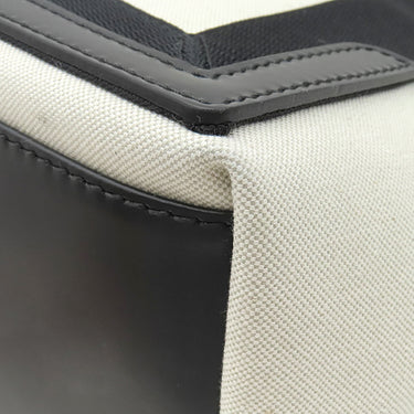 バレンシアガ BALENCIAGA ネイビーカバス S 339933 ナチュラル×ブラック キャンバス レザー トートバッグ シルバー金具 アイボリー 黒