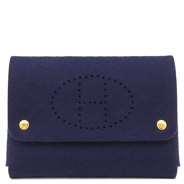 エルメス HERMES エテュイカルトGM トランプケース ネイビー フェルト