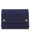 エルメス HERMES エテュイカルトGM トランプケース ネイビー フェルト ポーチ ゴールド金具 紺 Hロゴ パンチング マルチケース