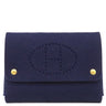 エルメス HERMES エテュイカルトGM トランプケース ネイビー フェルト ポーチ ゴールド金具 紺 Hロゴ パンチング マルチケース