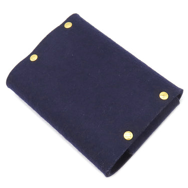 エルメス HERMES エテュイカルトGM トランプケース ネイビー フェルト ポーチ ゴールド金具 紺 Hロゴ パンチング マルチケース