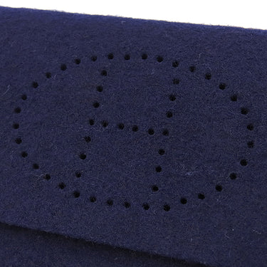 エルメス HERMES エテュイカルトGM トランプケース ネイビー フェルト ポーチ ゴールド金具 紺 Hロゴ パンチング マルチケース