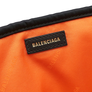 バレンシアガ BALENCIAGA NAVY CABAS S 339933 1090 Q 002123 ブラック×オレンジ ナイロン カーフ トートバッグ ガンメタル金具 ネイビーカバ 黒 オレンジ