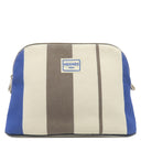 エルメス HERMES ボリードポーチ MM レイユール ロカバール アイボリー×エトゥープ×ブルーアズール コットン ポーチ シルバー金具 オフホワイト グレージュ ネイビー