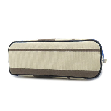 エルメス HERMES ボリードポーチ MM レイユール ロカバール アイボリー×エトゥープ×ブルーアズール コットン ポーチ シルバー金具 オフホワイト グレージュ ネイビー