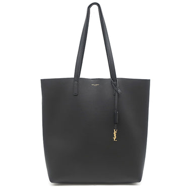 サンローラン SAINT LAURENT ノースサウス ショッピングバッグ 600306 ブラック カーフ ポリウレタン トートバッグ ゴールド金具 黒