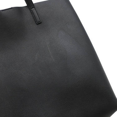 サンローラン SAINT LAURENT ノースサウス ショッピングバッグ 600306 ブラック カーフ ポリウレタン トートバッグ ゴールド金具 黒