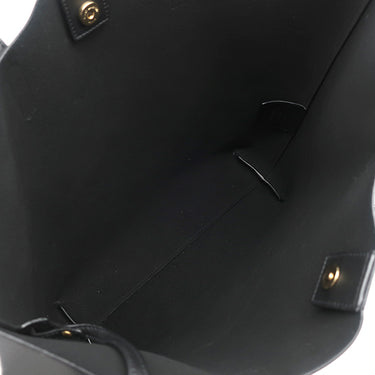 サンローラン SAINT LAURENT ノースサウス ショッピングバッグ 600306 ブラック カーフ ポリウレタン トートバッグ ゴールド金具 黒