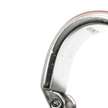 エルメス HERMES エマイユ オレンジXグレー メタル 七宝焼き イヤリング シルバー金具 七宝 シェーヌダンクル柄