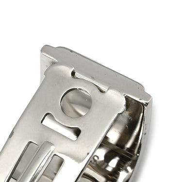 エルメス HERMES エマイユ オレンジXグレー メタル 七宝焼き イヤリング シルバー金具 七宝 シェーヌダンクル柄