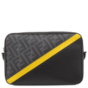 フェンディ FENDI ダイアゴナル フェンディ キャム 7M0286 ブラック×グレー×イエロー PVCコーティングキャンバス レザー ショルダーバッグ シルバー金具 黒 ズッカ柄