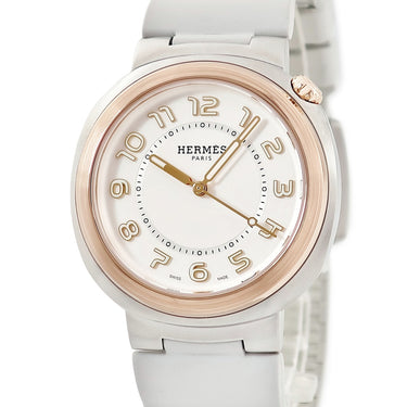 腕時計 エルメス HERMES エルメスカット GM 36mm SD1.520 自動巻き メンズ レディース K18PG×SS コンビ アラビア シルバー