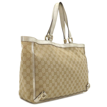 グッチ GUCCI アビー 141472 ベージュ×ゴールド GGキャンバス レザー トートバッグ ゴールド金具 ハンドバッグ