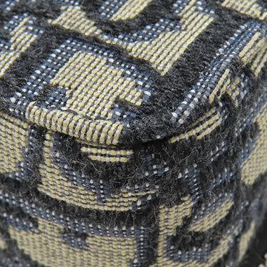 クリスチャン・ディオール Christian Dior オブリーク ケニー シャーフ ネイビー×ベージュ レザー ジャガード ショルダーバッグ シルバー金具 黒 オブリークジャガード